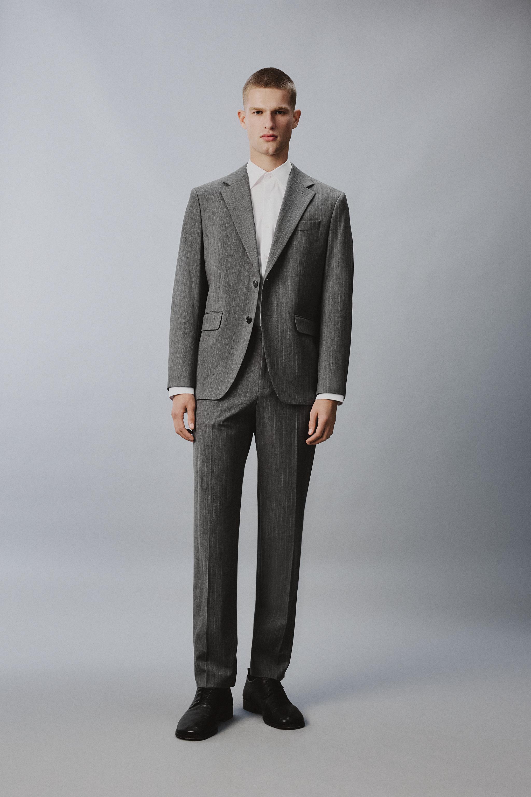 PANTALON DE COSTUME À RAYURES EN LAINE